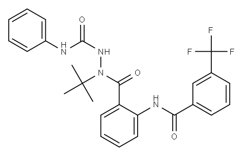 2-(tert-butyl)-N-phenyl-2-(2-{[3-(trifluoromethyl)benzoyl]amino}benzoyl)-1-hydrazinecarboxamide 化学構造式