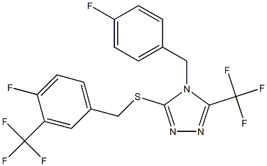 4-(4-fluorobenzyl)-3-{[4-fluoro-3-(trifluoromethyl)benzyl]sulfanyl}-5-(trifluoromethyl)-4H-1,2,4-triazole Struktur