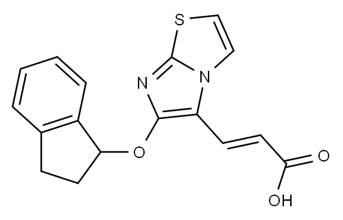 (2E)-3-[6-(2,3-dihydro-1H-inden-1-yloxy)imidazo[2,1-b][1,3]thiazol-5-yl]acrylic acid Struktur