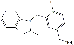 {4-fluoro-3-[(2-methyl-2,3-dihydro-1H-indol-1-yl)methyl]phenyl}methanamine Struktur