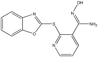2-(1,3-benzoxazol-2-ylsulfanyl)-N'-hydroxypyridine-3-carboximidamide 化学構造式