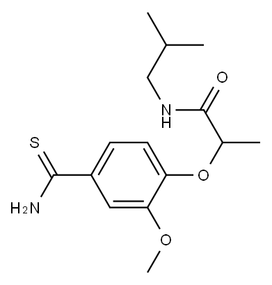 2-(4-carbamothioyl-2-methoxyphenoxy)-N-(2-methylpropyl)propanamide Struktur