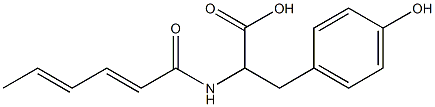 2-[(2E,4E)-hexa-2,4-dienoylamino]-3-(4-hydroxyphenyl)propanoic acid Struktur