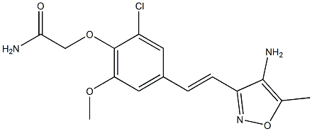 2-{4-[(E)-2-(4-amino-5-methylisoxazol-3-yl)vinyl]-2-chloro-6-methoxyphenoxy}acetamide Structure