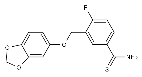 3-[(2H-1,3-benzodioxol-5-yloxy)methyl]-4-fluorobenzene-1-carbothioamide Structure