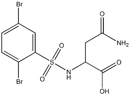 3-carbamoyl-2-[(2,5-dibromobenzene)sulfonamido]propanoic acid Struktur