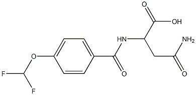 3-carbamoyl-2-{[4-(difluoromethoxy)phenyl]formamido}propanoic acid Struktur