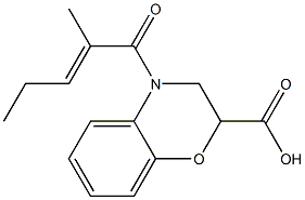 4-[(2E)-2-methylpent-2-enoyl]-3,4-dihydro-2H-1,4-benzoxazine-2-carboxylic acid 结构式