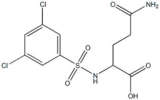 4-carbamoyl-2-[(3,5-dichlorobenzene)sulfonamido]butanoic acid Struktur
