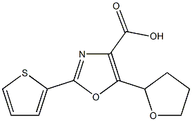 5-(oxolan-2-yl)-2-(thiophen-2-yl)-1,3-oxazole-4-carboxylic acid Struktur