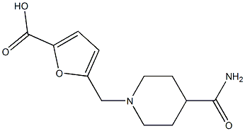 5-[(4-carbamoylpiperidin-1-yl)methyl]furan-2-carboxylic acid 化学構造式