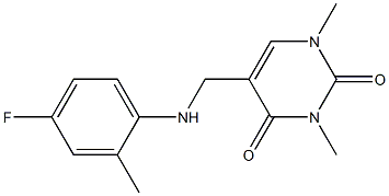 5-{[(4-fluoro-2-methylphenyl)amino]methyl}-1,3-dimethyl-1,2,3,4-tetrahydropyrimidine-2,4-dione|