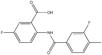 5-fluoro-2-[(3-fluoro-4-methylbenzene)amido]benzoic acid 化学構造式