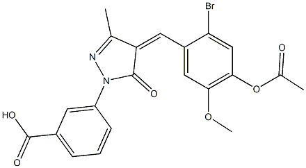 3-{4-[4-(acetyloxy)-2-bromo-5-methoxybenzylidene]-3-methyl-5-oxo-4,5-dihydro-1H-pyrazol-1-yl}benzoic acid Struktur