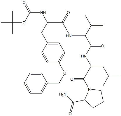 tert-butyl 2-[(1-{[(1-{[2-(aminocarbonyl)-1-pyrrolidinyl]carbonyl}-3-methylbutyl)amino]carbonyl}-2-methylpropyl)amino]-1-[4-(benzyloxy)benzyl]-2-oxoethylcarbamate Structure