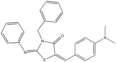 3-benzyl-5-[4-(dimethylamino)benzylidene]-2-(phenylimino)-1,3-thiazolidin-4-one Structure