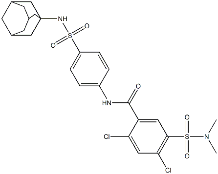 N-{4-[(1-adamantylamino)sulfonyl]phenyl}-2,4-dichloro-5-[(dimethylamino)sulfonyl]benzamide Structure