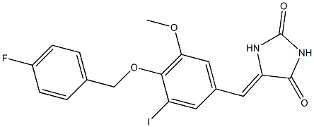 5-{4-[(4-fluorobenzyl)oxy]-3-iodo-5-methoxybenzylidene}-2,4-imidazolidinedione Structure