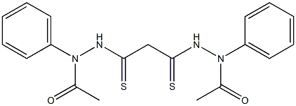 N'-[3-(2-acetyl-2-phenylhydrazino)-3-thioxopropanethioyl]-N-phenylacetohydrazide Struktur