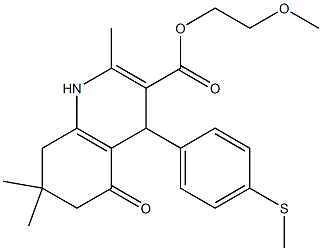 2-methoxyethyl 2,7,7-trimethyl-4-[4-(methylsulfanyl)phenyl]-5-oxo-1,4,5,6,7,8-hexahydro-3-quinolinecarboxylate Struktur