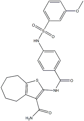 2-[(4-{[(3-methoxyphenyl)sulfonyl]amino}benzoyl)amino]-5,6,7,8-tetrahydro-4H-cyclohepta[b]thiophene-3-carboxamide