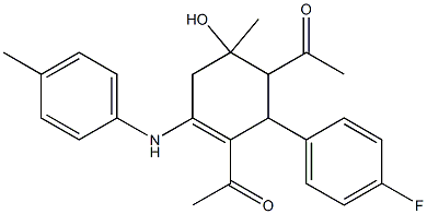 1-[3-acetyl-2-(4-fluorophenyl)-6-hydroxy-6-methyl-4-(4-toluidino)-3-cyclohexen-1-yl]ethanone
