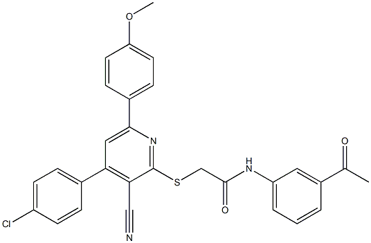 N-(3-acetylphenyl)-2-{[4-(4-chlorophenyl)-3-cyano-6-(4-methoxyphenyl)-2-pyridinyl]sulfanyl}acetamide Structure