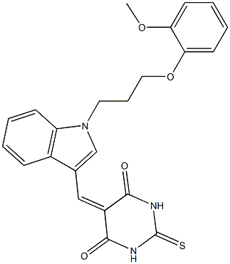 5-({1-[3-(2-methoxyphenoxy)propyl]-1H-indol-3-yl}methylene)-2-thioxodihydro-4,6(1H,5H)-pyrimidinedione Struktur