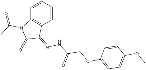 N'-(1-acetyl-2-oxo-1,2-dihydro-3H-indol-3-ylidene)-2-(4-methoxyphenoxy)acetohydrazide Structure
