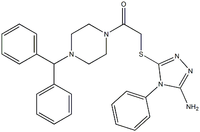 5-{[2-(4-benzhydryl-1-piperazinyl)-2-oxoethyl]sulfanyl}-4-phenyl-4H-1,2,4-triazol-3-ylamine Structure