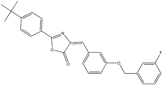 2-(4-tert-butylphenyl)-4-{3-[(3-fluorobenzyl)oxy]benzylidene}-1,3-oxazol-5(4H)-one Structure