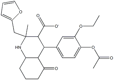 tetrahydro-2-furanylmethyl 4-[4-(acetyloxy)-3-ethoxyphenyl]-2-methyl-5-oxo-1,4,5,6,7,8-hexahydro-3-quinolinecarboxylate Struktur