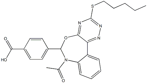 4-[7-acetyl-3-(pentylsulfanyl)-6,7-dihydro[1,2,4]triazino[5,6-d][3,1]benzoxazepin-6-yl]benzoic acid Structure