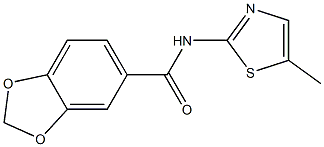 N-(5-methyl-1,3-thiazol-2-yl)-1,3-benzodioxole-5-carboxamide,,结构式