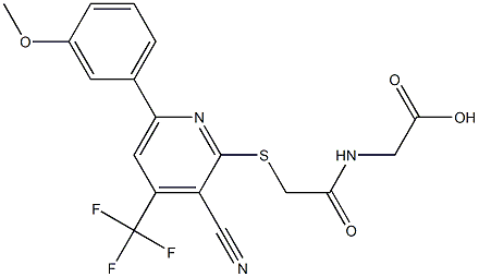 [({[3-cyano-6-(3-methoxyphenyl)-4-(trifluoromethyl)-2-pyridinyl]sulfanyl}acetyl)amino]acetic acid Struktur