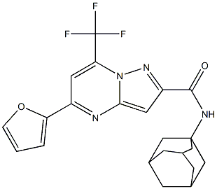 N-(1-adamantyl)-5-(2-furyl)-7-(trifluoromethyl)pyrazolo[1,5-a]pyrimidine-2-carboxamide Struktur