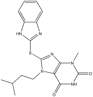 8-(1H-benzimidazol-2-ylsulfanyl)-7-isopentyl-3-methyl-3,7-dihydro-1H-purine-2,6-dione Structure