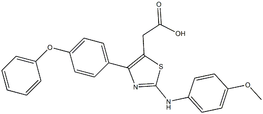 [2-(4-methoxyanilino)-4-(4-phenoxyphenyl)-1,3-thiazol-5-yl]acetic acid Struktur