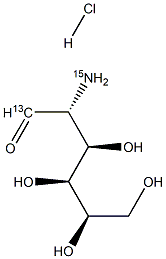 D葡糖胺-1-13C,15N 盐酸盐, , 结构式