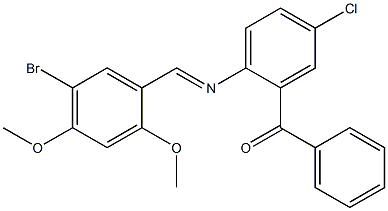 (2-{[(E)-(5-bromo-2,4-dimethoxyphenyl)methylidene]amino}-5-chlorophenyl)(phenyl)methanone Struktur