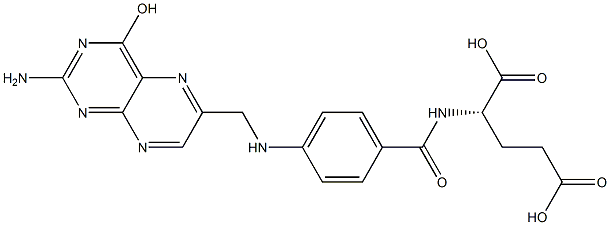 (2S)-2-[(4-{[(2-amino-4-hydroxy-6-pteridinyl)methyl]amino}benzoyl)amino]pentanedioic acid Struktur