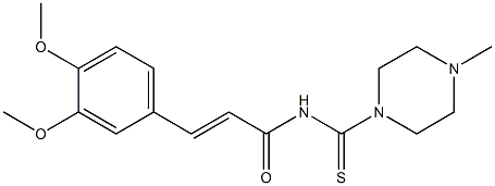 (E)-3-(3,4-dimethoxyphenyl)-N-[(4-methyl-1-piperazinyl)carbothioyl]-2-propenamide Struktur