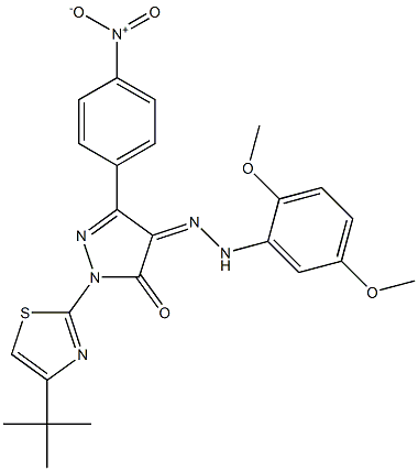 1-[4-(tert-butyl)-1,3-thiazol-2-yl]-3-(4-nitrophenyl)-1H-pyrazole-4,5-dione 4-[N-(2,5-dimethoxyphenyl)hydrazone]