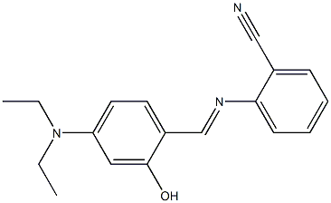 2-({(E)-[4-(diethylamino)-2-hydroxyphenyl]methylidene}amino)benzonitrile Struktur