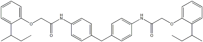 2-[2-(sec-butyl)phenoxy]-N-{4-[4-({2-[2-(sec-butyl)phenoxy]acetyl}amino)benzyl]phenyl}acetamide Struktur