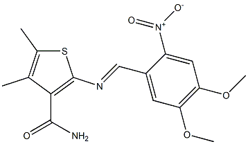 2-{[(E)-(4,5-dimethoxy-2-nitrophenyl)methylidene]amino}-4,5-dimethyl-3-thiophenecarboxamide