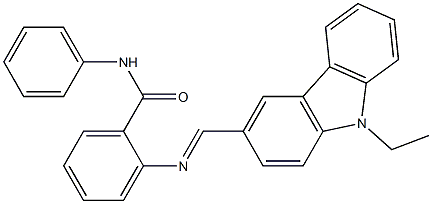 2-{[(E)-(9-ethyl-9H-carbazol-3-yl)methylidene]amino}-N-phenylbenzamide Struktur