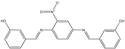 3-{[(4-{[(E)-(3-hydroxyphenyl)methylidene]amino}-2-nitrophenyl)imino]methyl}phenol Struktur
