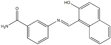 3-{[(E)-(2-hydroxy-1-naphthyl)methylidene]amino}benzamide Struktur