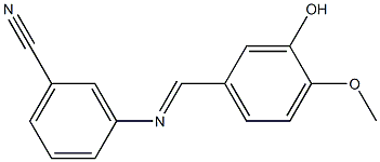 3-{[(E)-(3-hydroxy-4-methoxyphenyl)methylidene]amino}benzonitrile Struktur